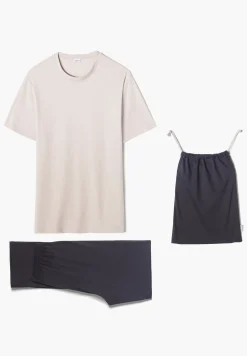 Pyjamas|Supreme Green Cotton-Zimmerli Swiss Traveller SetManches courtes - sand-navy