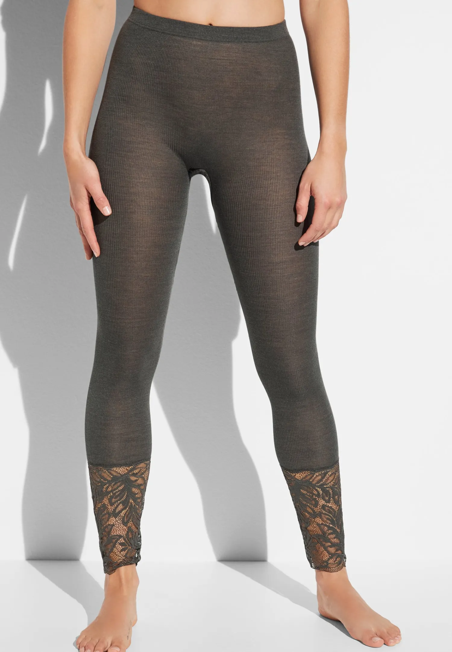 Wool & Silk|Leggings-Zimmerli Wool & SilkLeggings - black olive
