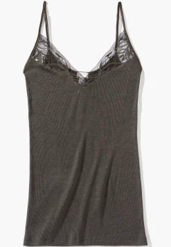 Wool & Silk|Tops Spaghettis-Zimmerli Wool & SilkSpaghetti Top - black olive