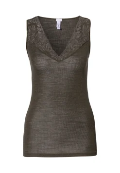 Wool & Silk|Tops-Zimmerli Wool & SilkTop - black olive