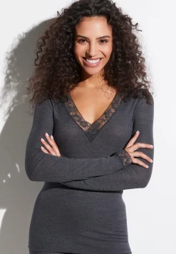 Wool & Silk|T-Shirts À Manches Longues-Zimmerli Wool & SilkT-Shirt à manches longues col en V - anthrazit