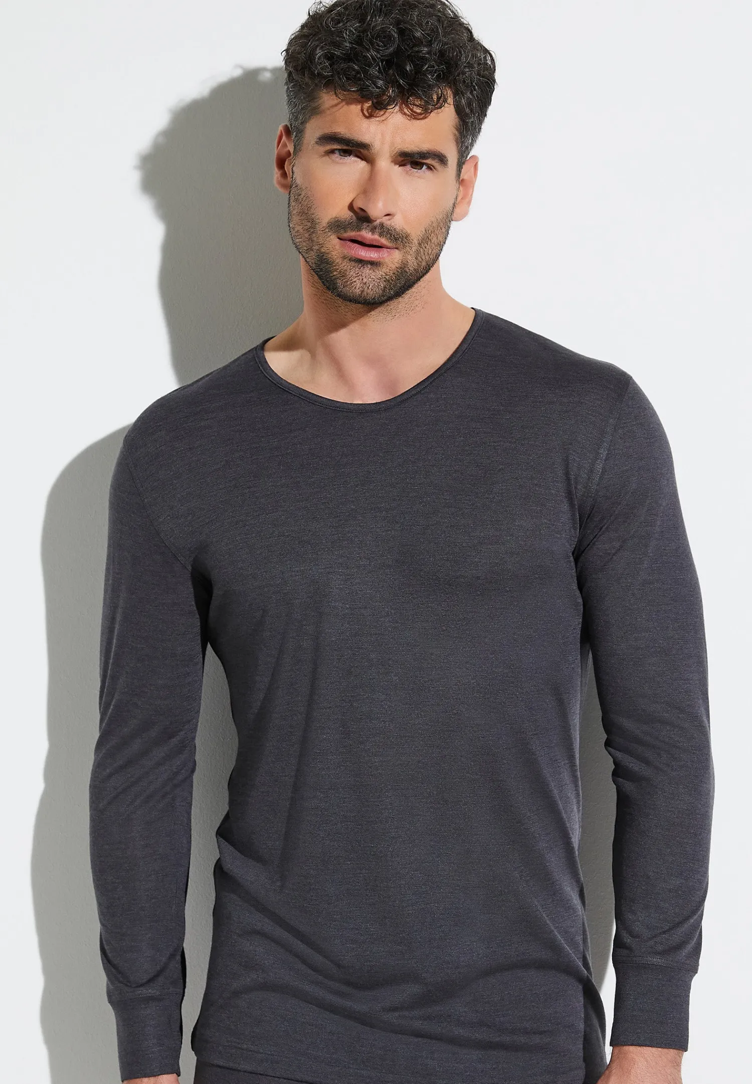 Wool & Silk|T-Shirts Manches Longues-Zimmerli Wool & SilkT-Shirt à manches longues - charcoal
