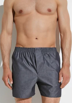Woven Nightwear|Boxershorts-Zimmerli Woven NightwearBoxer Shorts - dark grey mélange