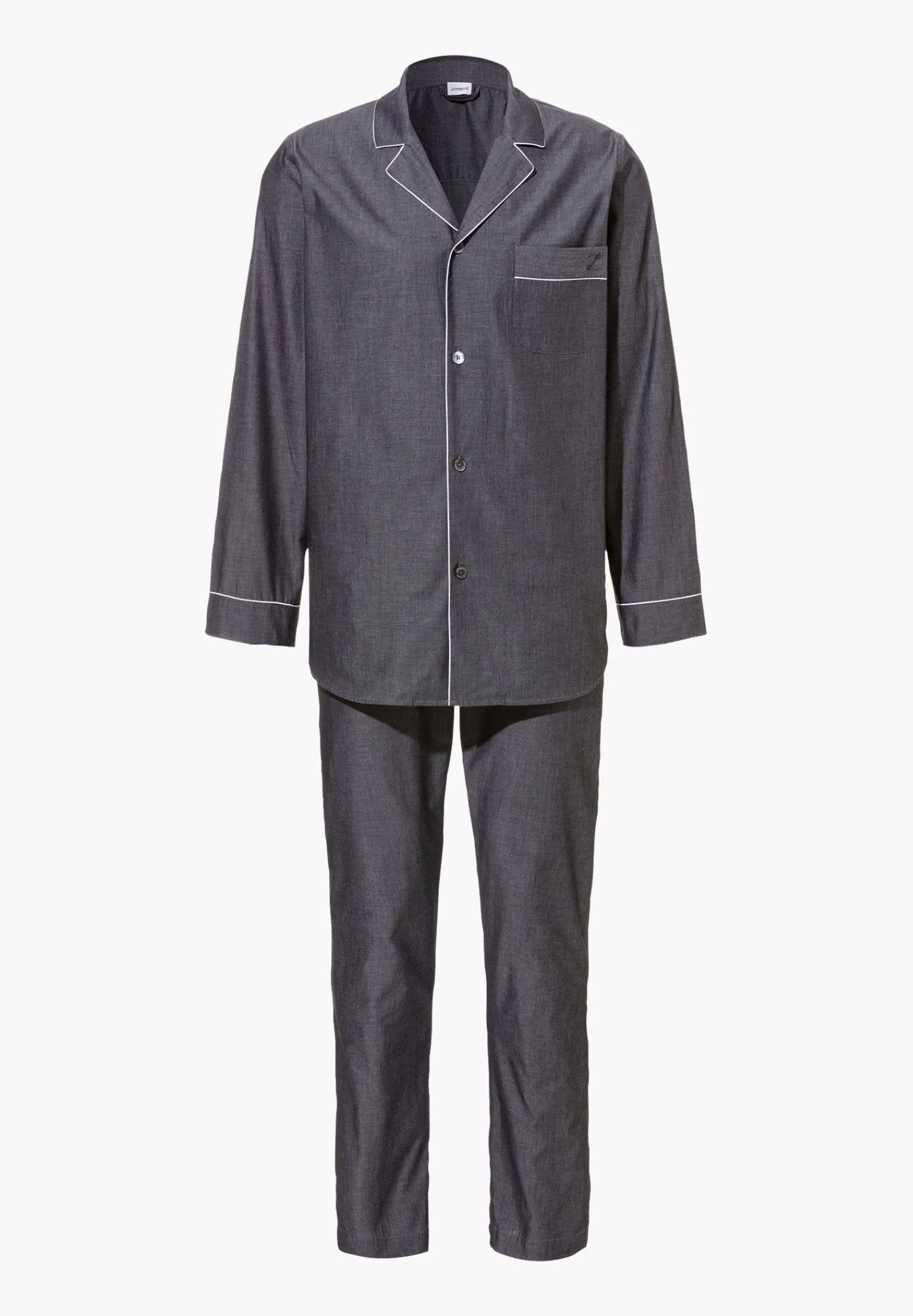 Woven Nightwear|Pyjamas-Zimmerli Woven NightwearPyjama longues - dark grey mélange
